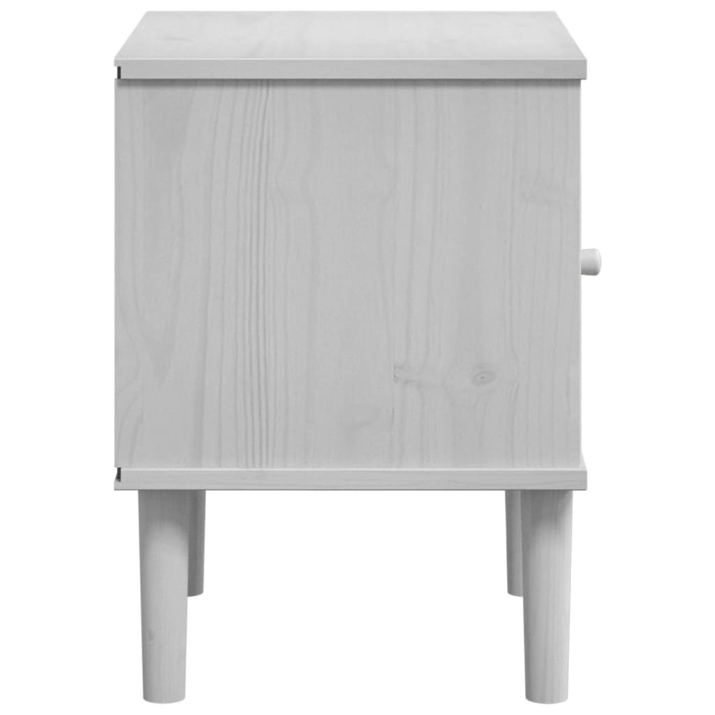 Bedside table SENJA rattan look white 40x35x48 cm solid pine wood