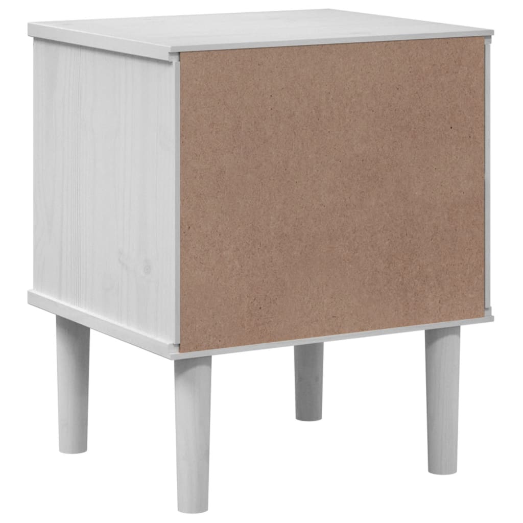 Bedside table SENJA rattan look white 40x35x48 cm solid pine wood