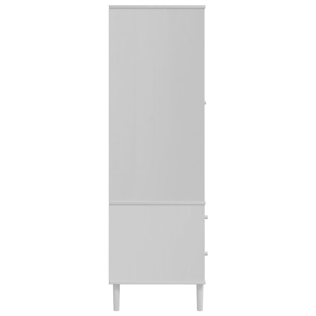 Kleiderschrank SENJA Rattan-Optik Weiß 90x55x175 cm Kiefernholz