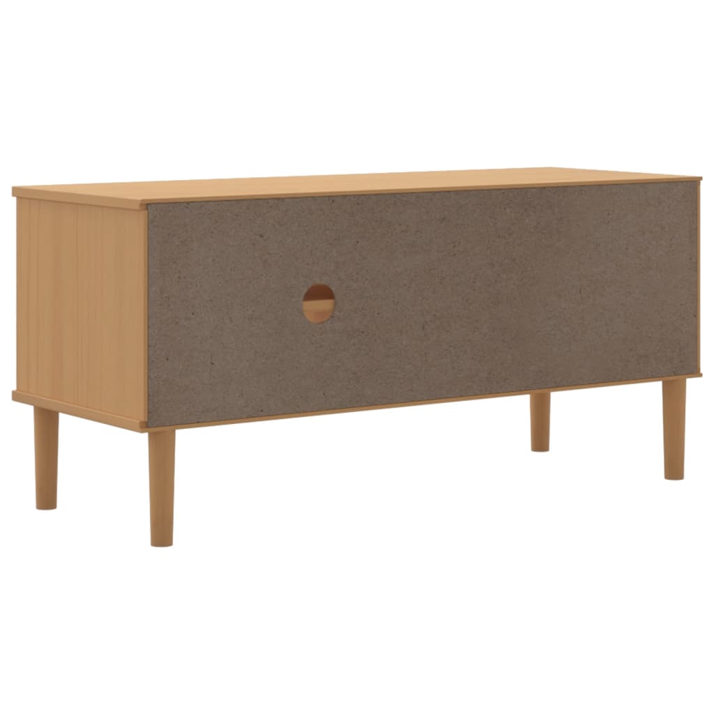 Meuble TV SENJA aspect rotin marron 106x40x49 cm pinède