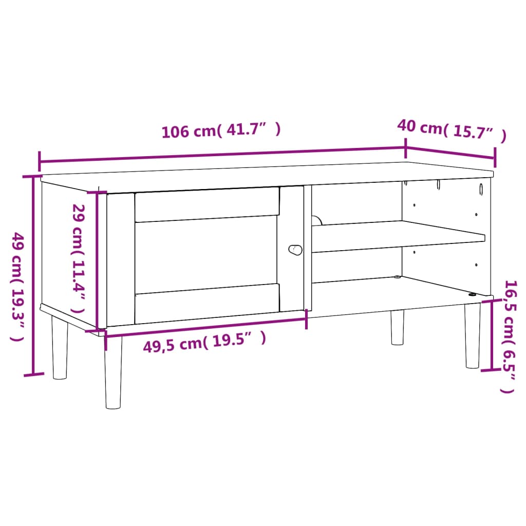 Meuble TV SENJA aspect rotin noir 106x40x49 cm pinède