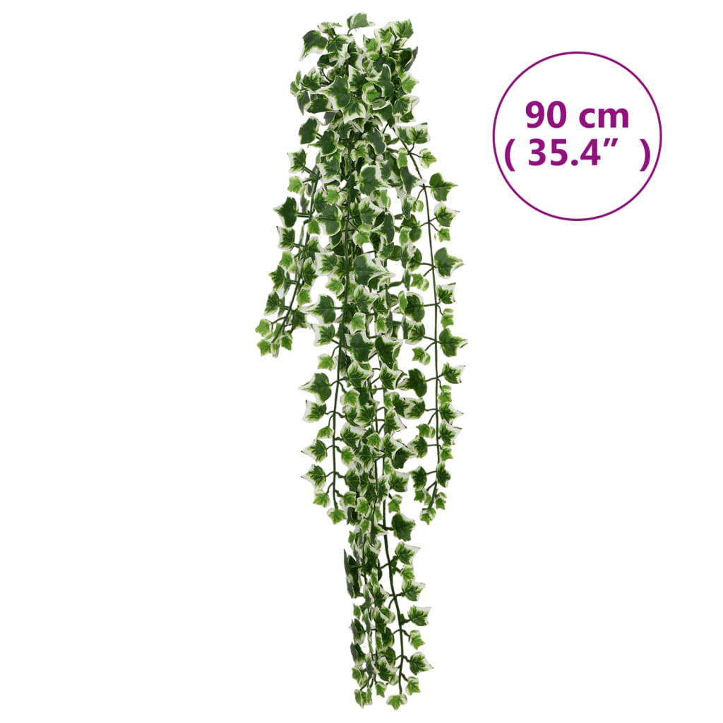 Hängepflanzen Künstlich 12 Stk. 339 Blätter 90 cm Grün und Weiß