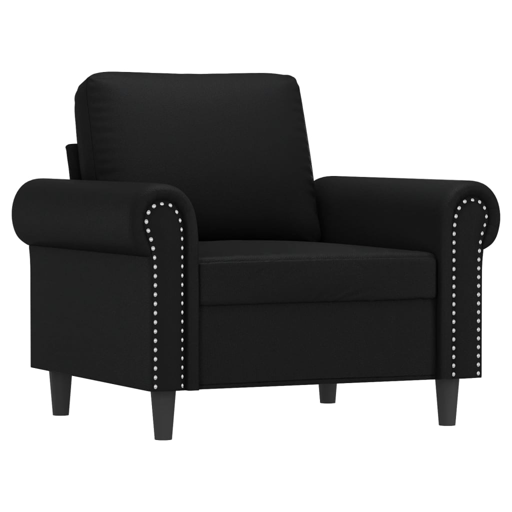 Fauteuil noir 60 cm simili cuir