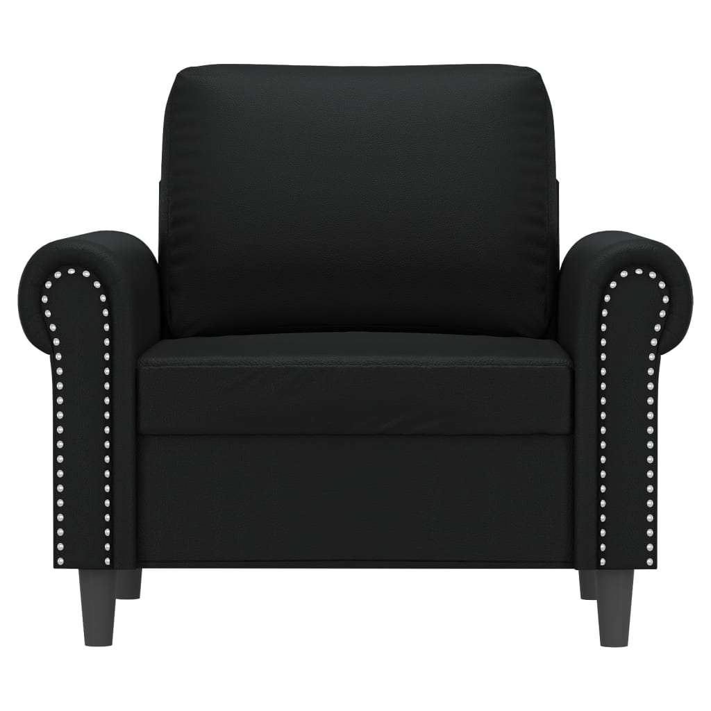 Fauteuil noir 60 cm simili cuir