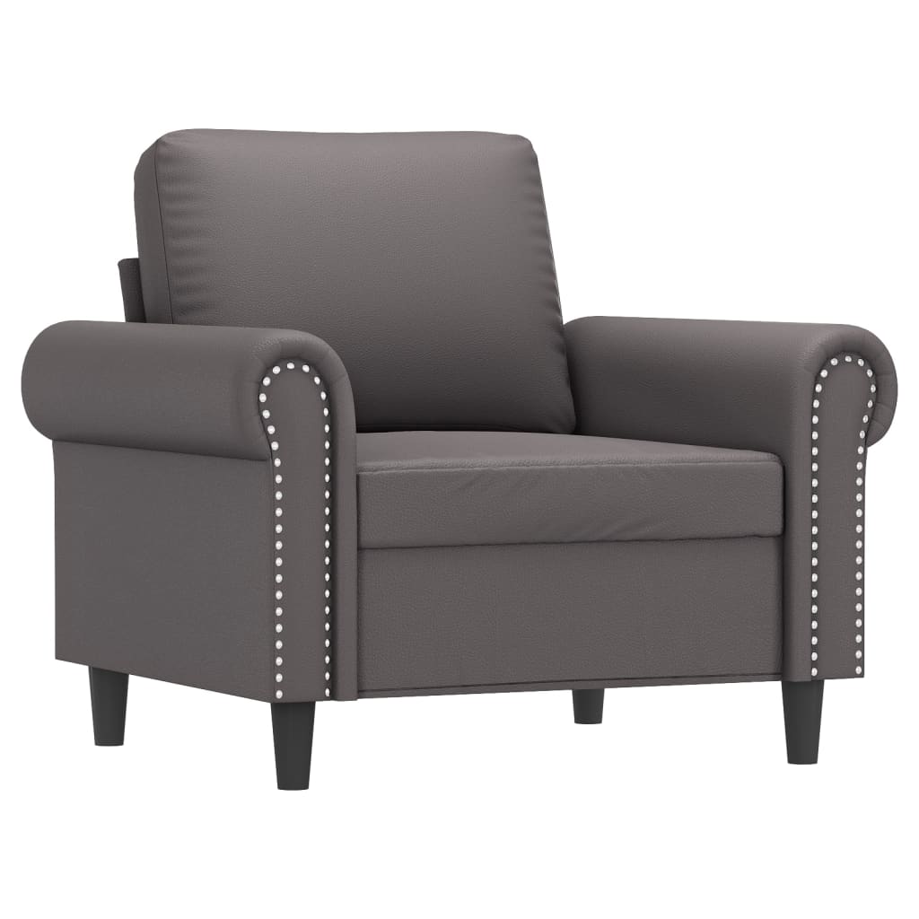 Fauteuil gris 60 cm simili cuir
