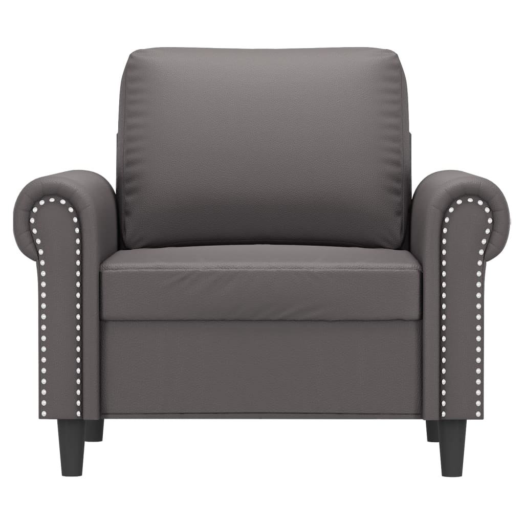Fauteuil gris 60 cm simili cuir
