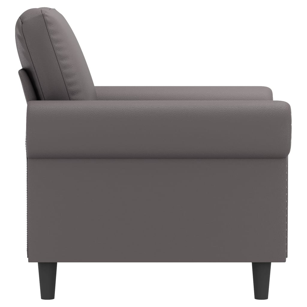 Fauteuil gris 60 cm simili cuir