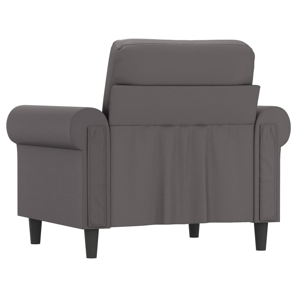 Fauteuil gris 60 cm simili cuir