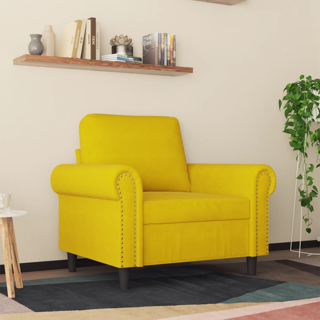 Fauteuil jaune 60 cm velours