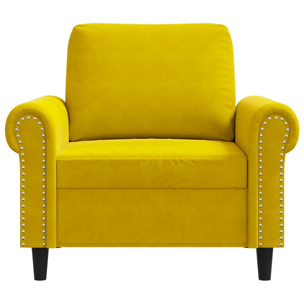 Fauteuil jaune 60 cm velours