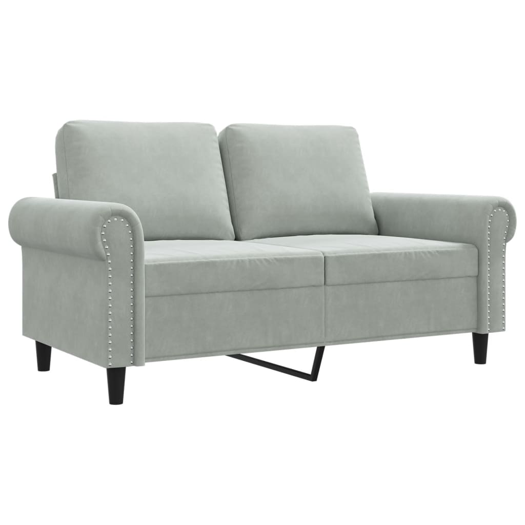 Canapé 2 places gris clair 120 cm velours