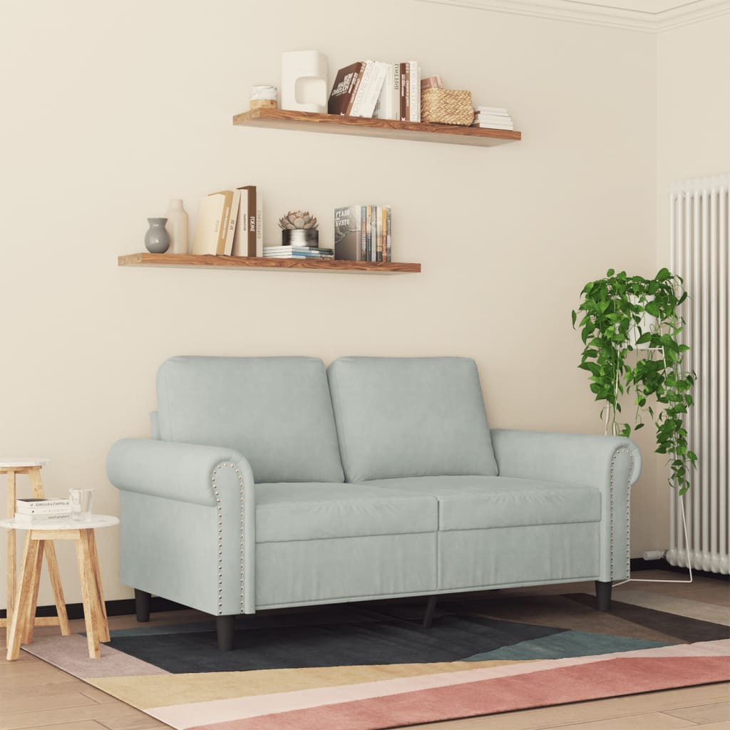 Canapé 2 places gris clair 120 cm velours