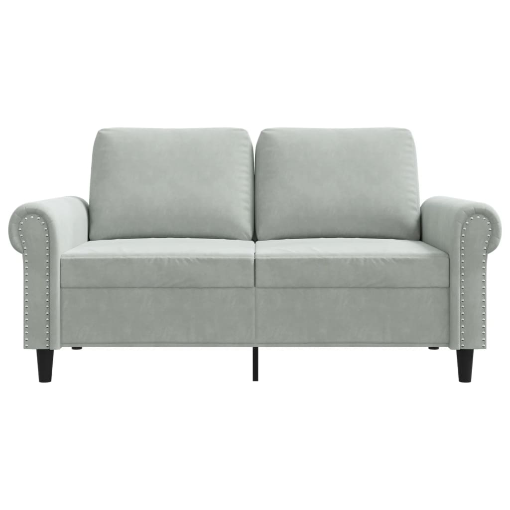 Canapé 2 places gris clair 120 cm velours