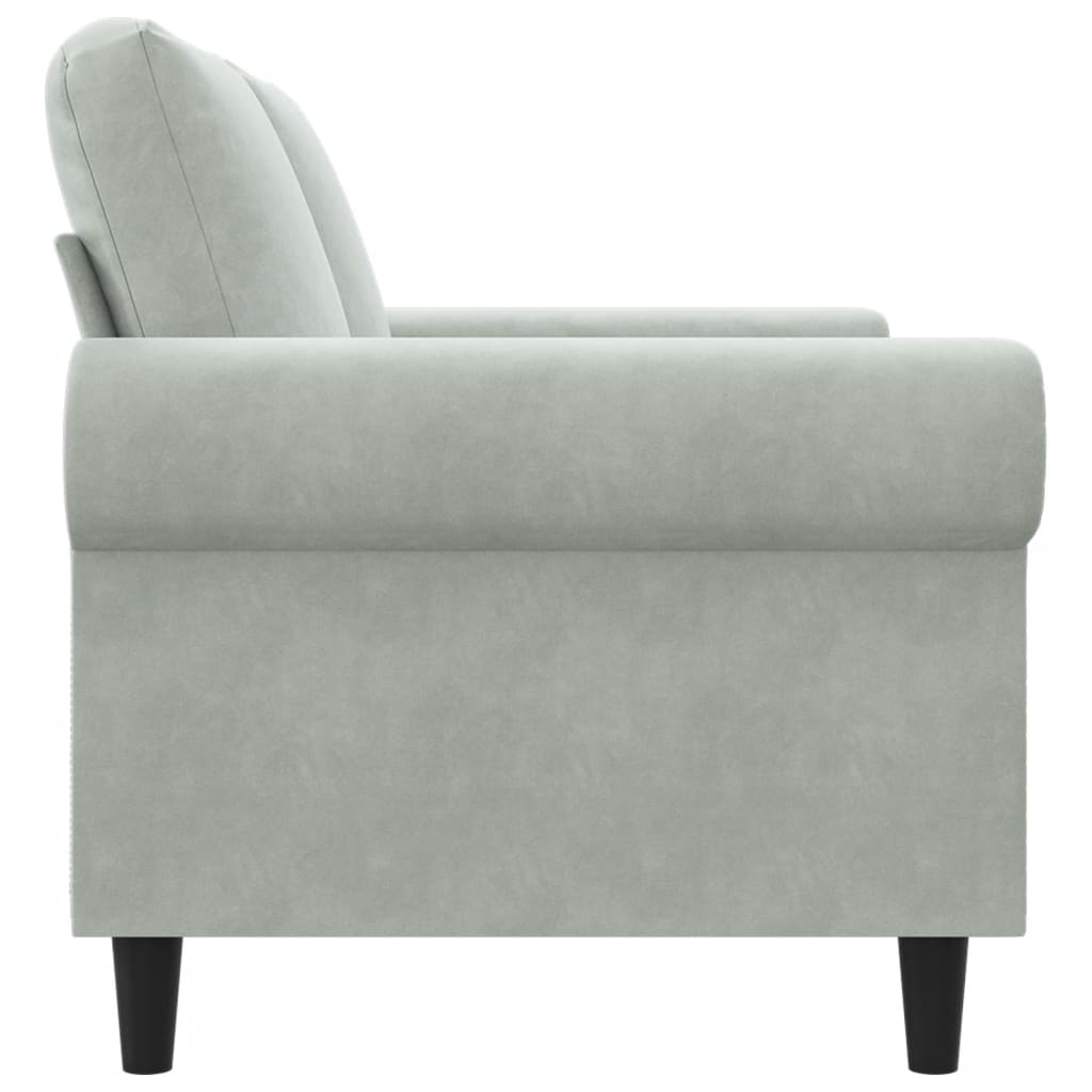 Canapé 2 places gris clair 120 cm velours
