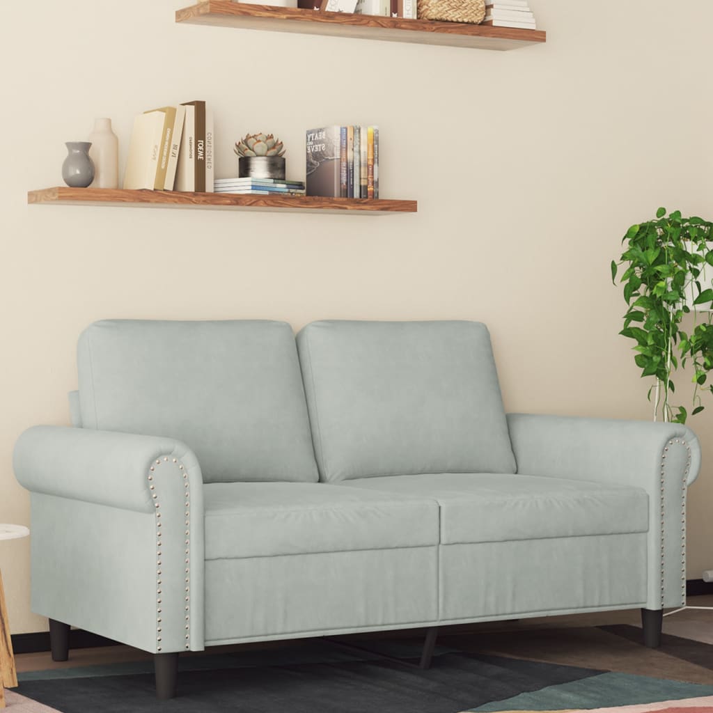 Canapé 2 places gris clair 120 cm velours