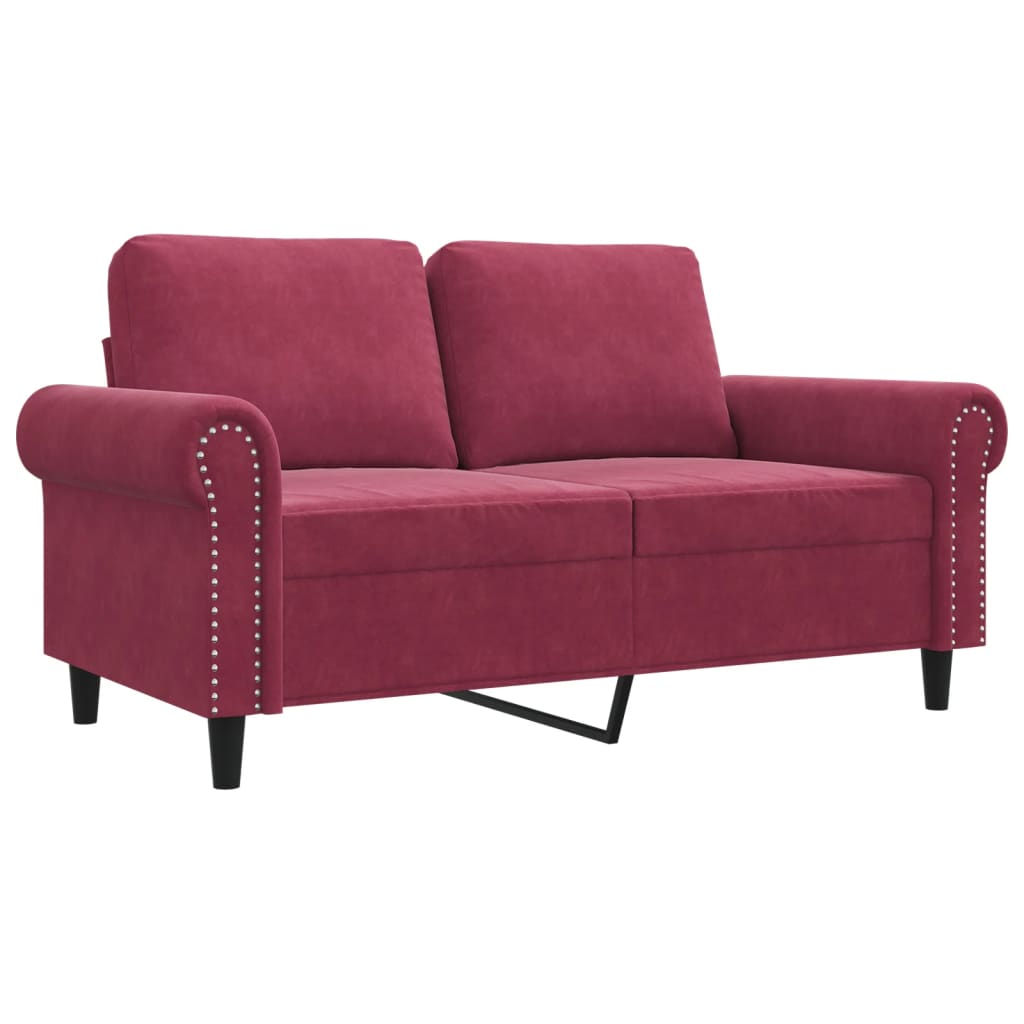 Canapé 2 places bordeaux 120 cm velours