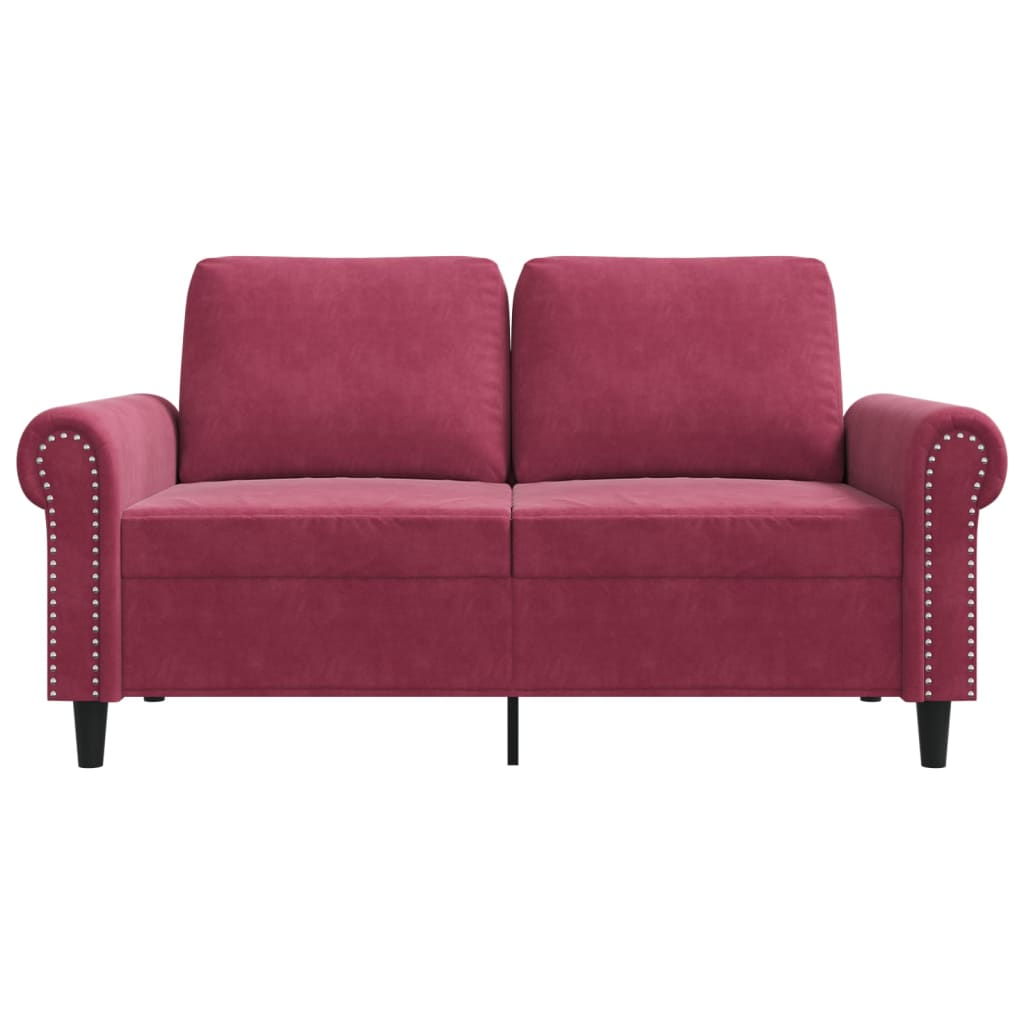 Canapé 2 places bordeaux 120 cm velours
