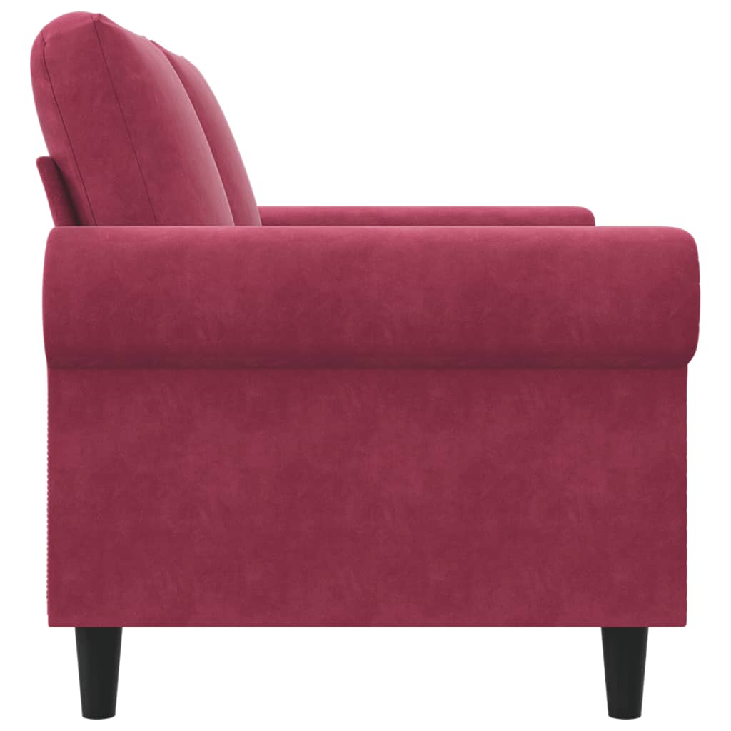 Canapé 2 places bordeaux 120 cm velours
