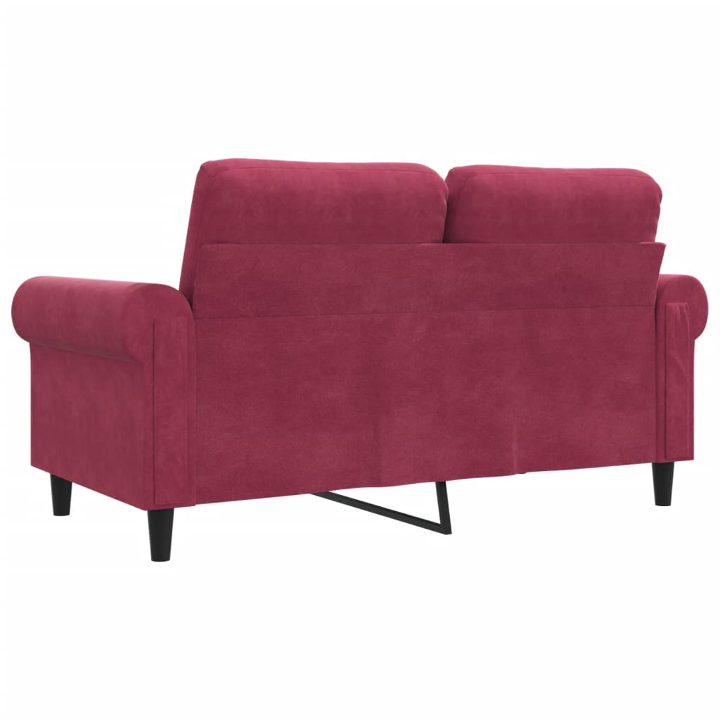 Canapé 2 places bordeaux 120 cm velours