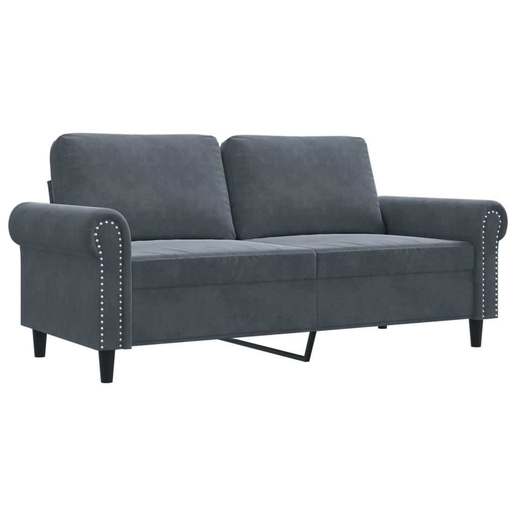 Canapé 2 places velours gris foncé 140 cm
