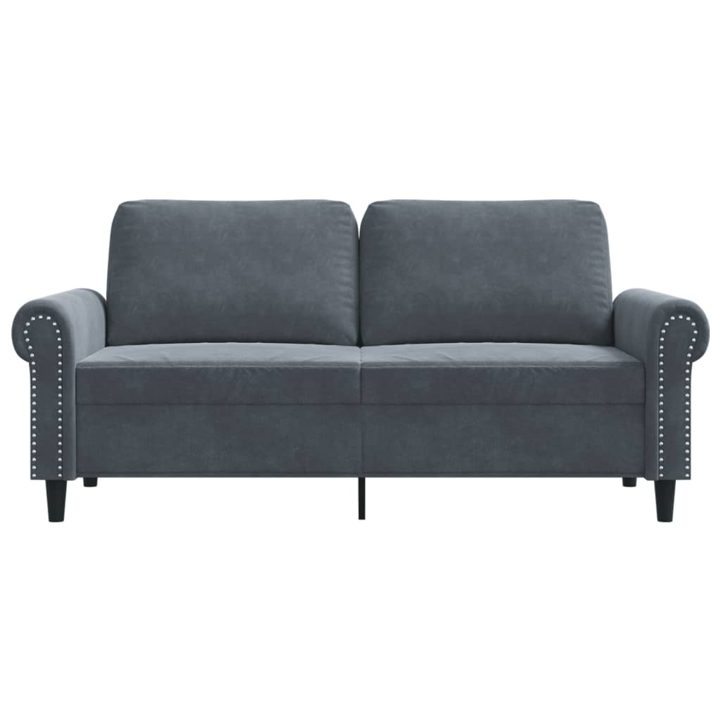 Canapé 2 places velours gris foncé 140 cm