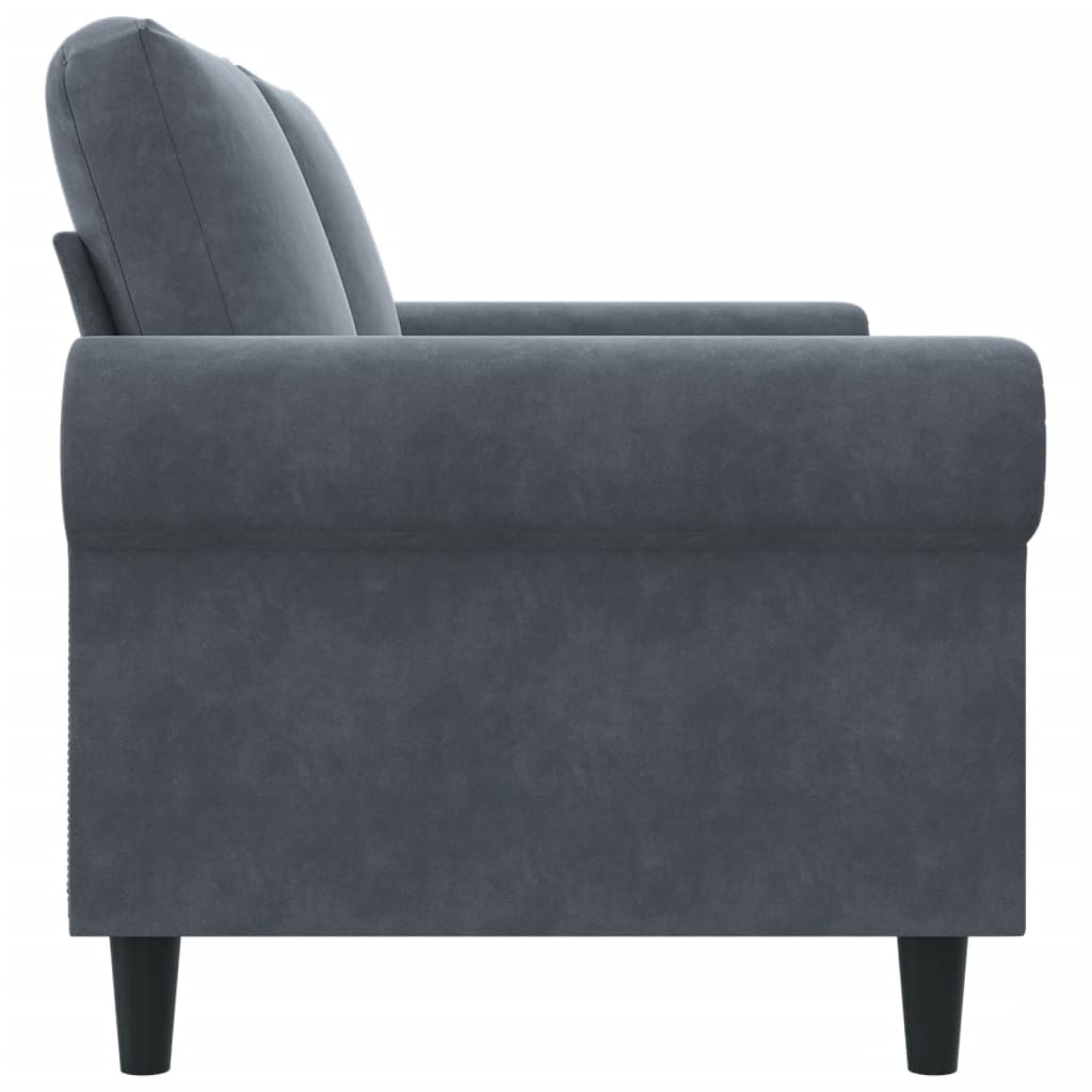 Canapé 2 places velours gris foncé 140 cm