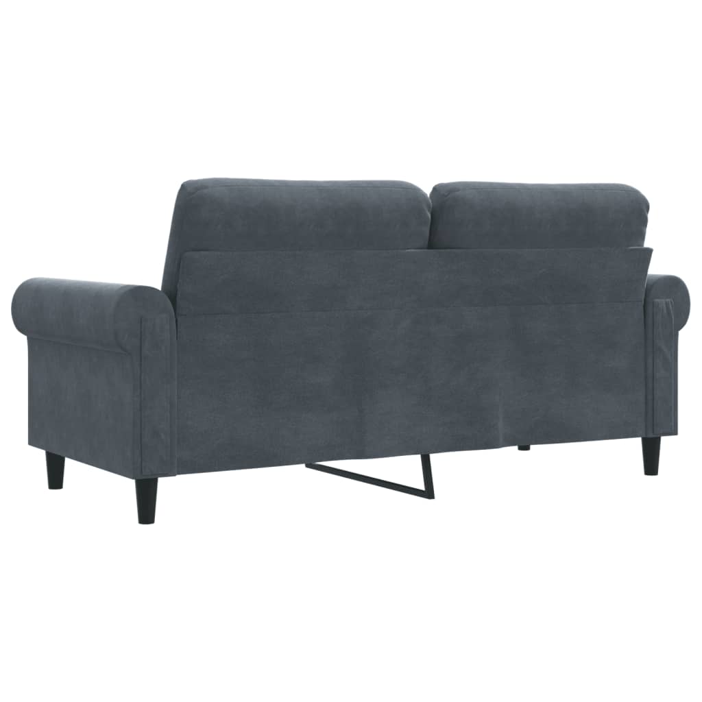 Canapé 2 places velours gris foncé 140 cm