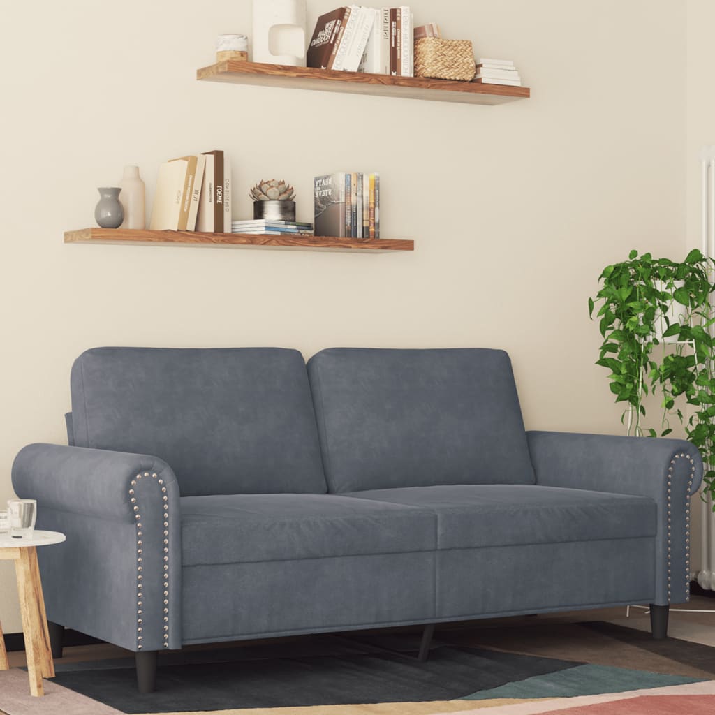 Canapé 2 places velours gris foncé 140 cm