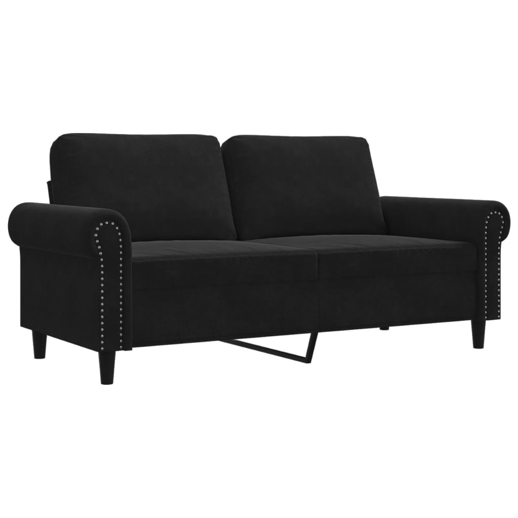 Canapé 2 places velours noir 140 cm