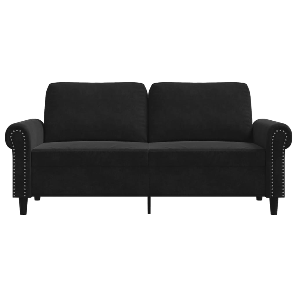 Canapé 2 places velours noir 140 cm