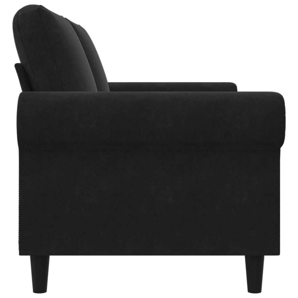 Canapé 2 places velours noir 140 cm