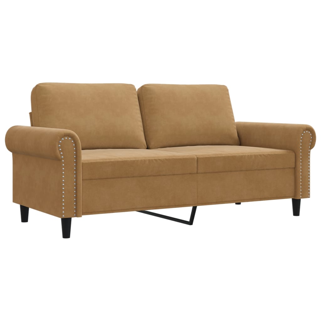 Canapé 2 places marron 140 cm velours