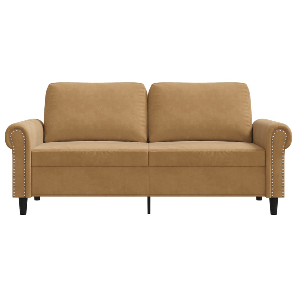 Canapé 2 places marron 140 cm velours