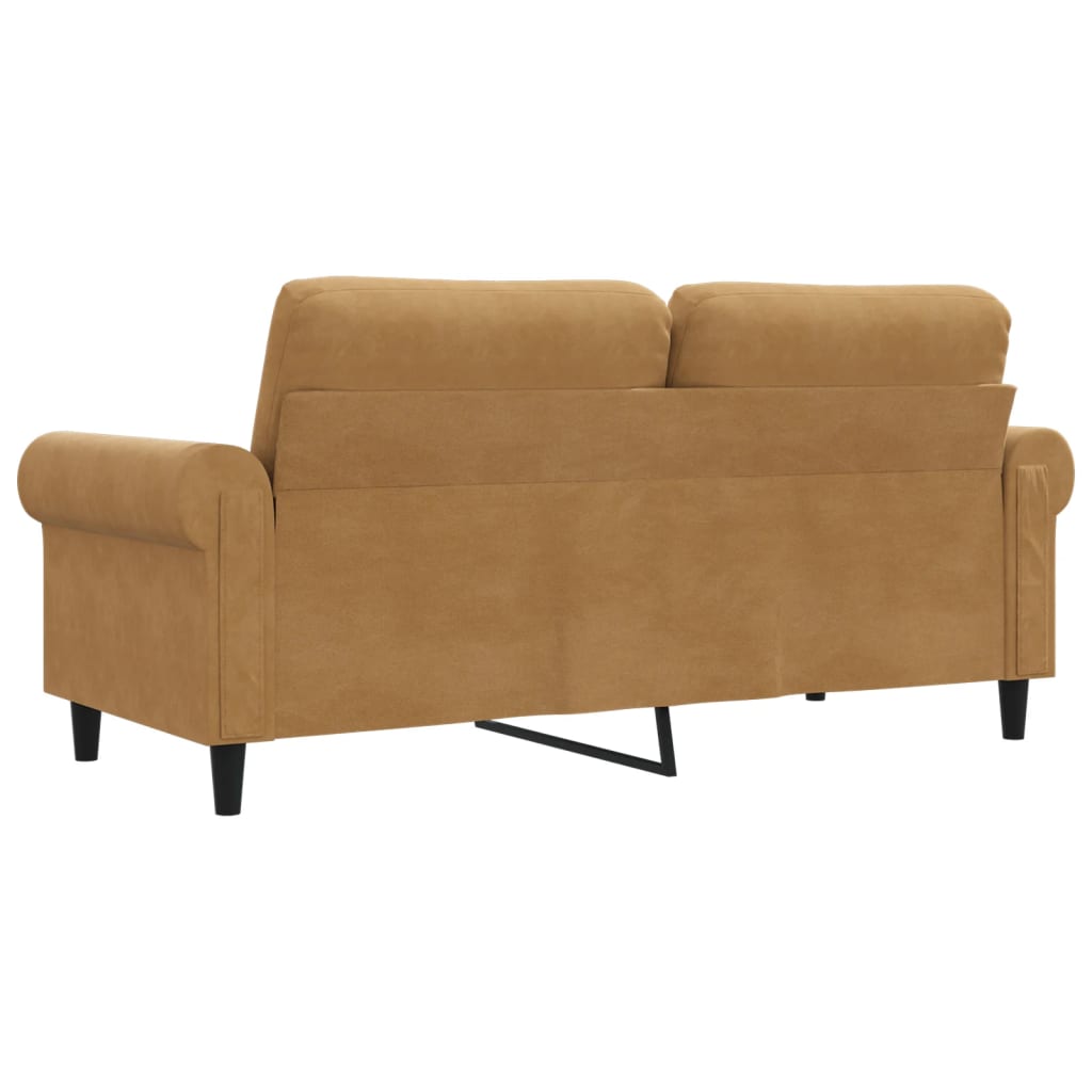 Canapé 2 places marron 140 cm velours