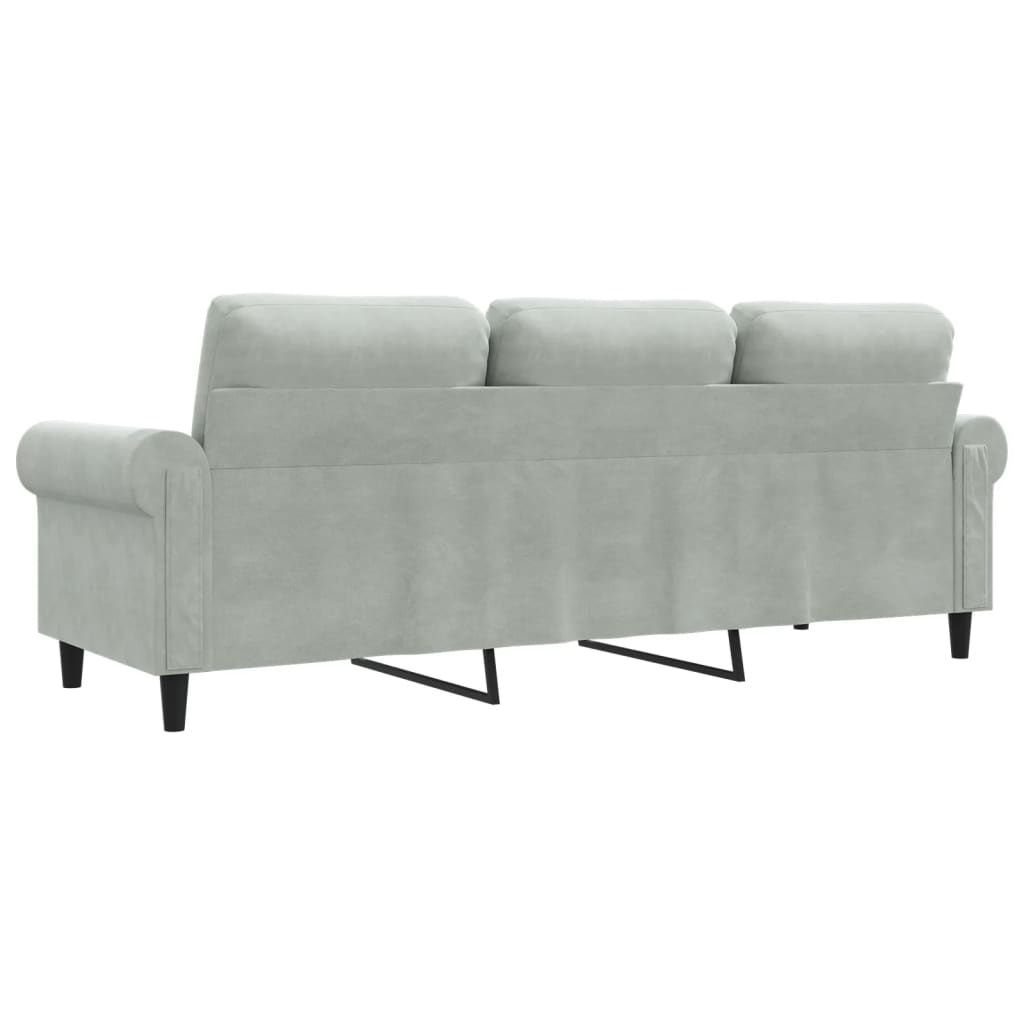 Canapé 3 places gris clair 180 cm velours