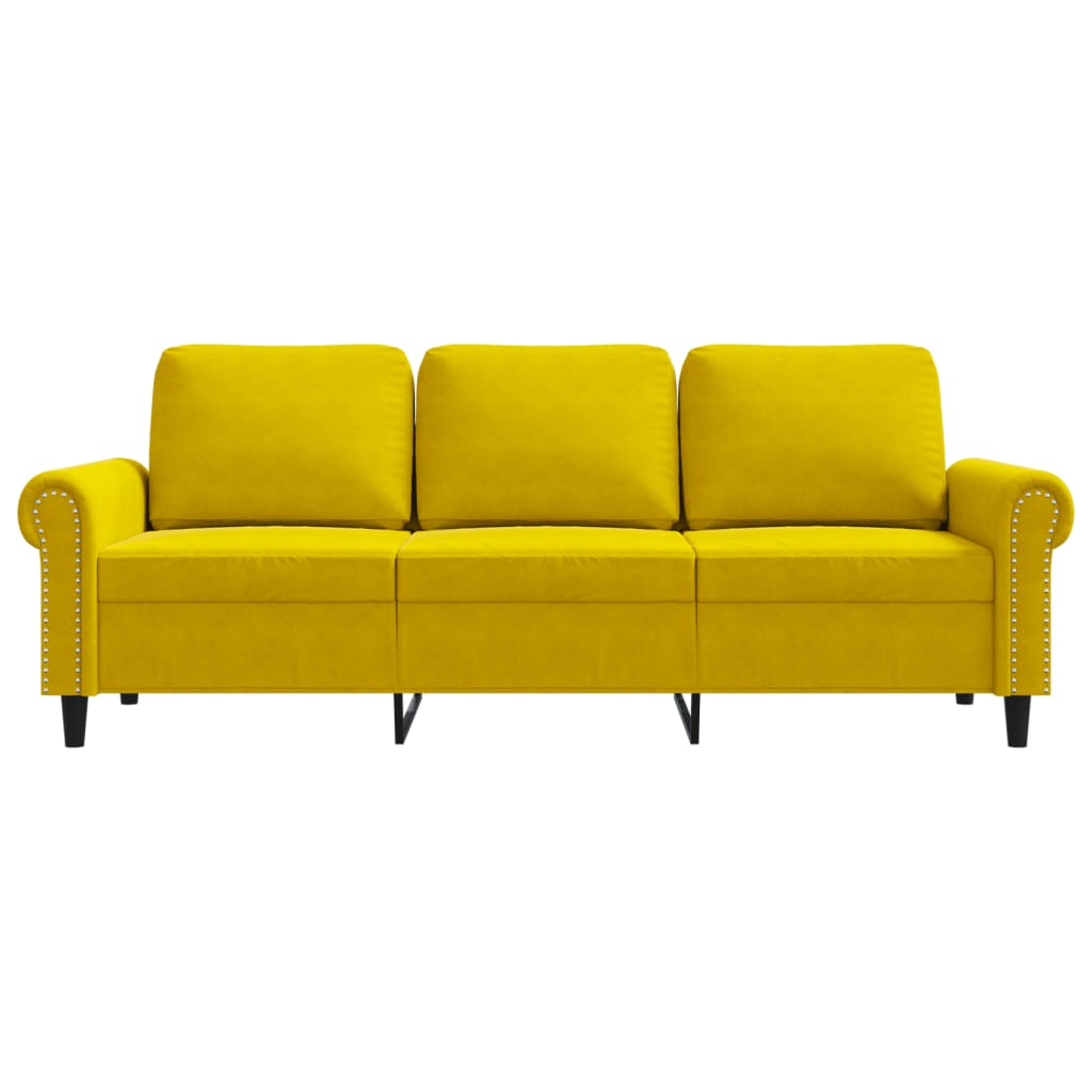 Canapé 3 places jaune 180 cm velours