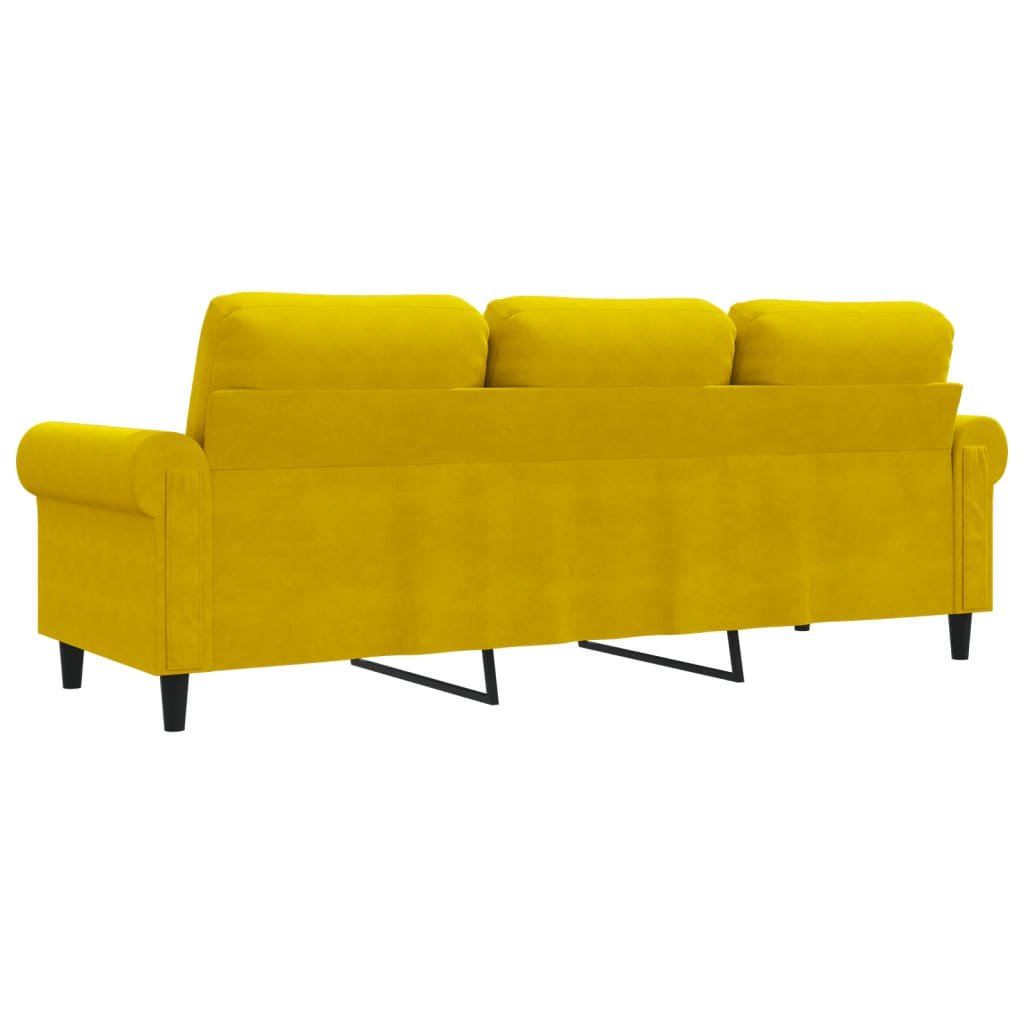 Canapé 3 places jaune 180 cm velours