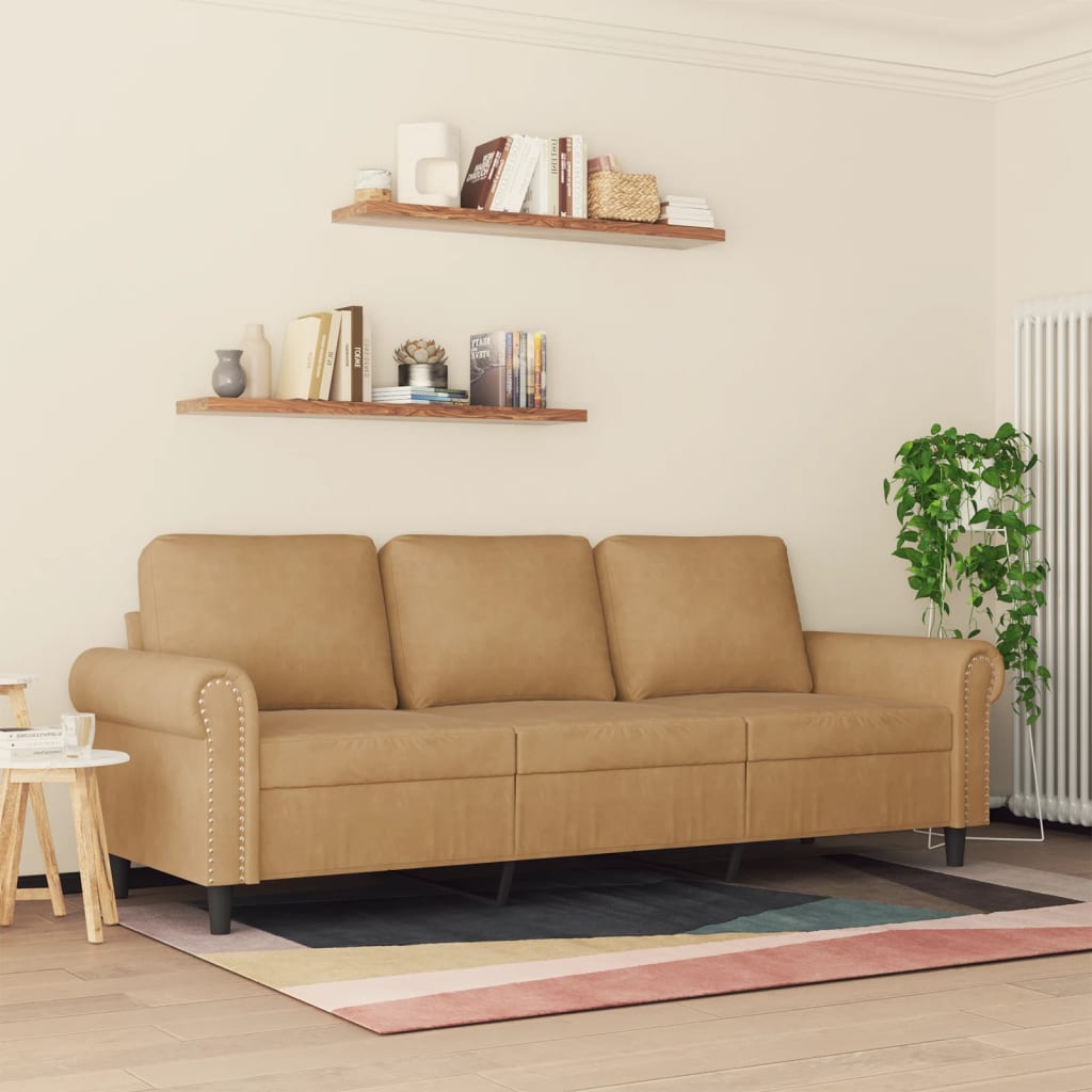 Canapé 3 places marron 180 cm velours