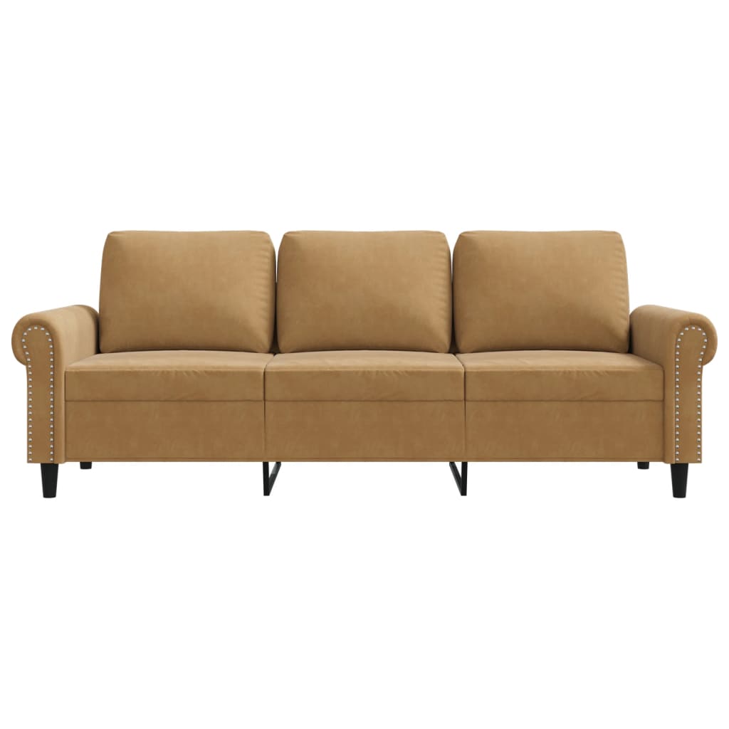 Canapé 3 places marron 180 cm velours