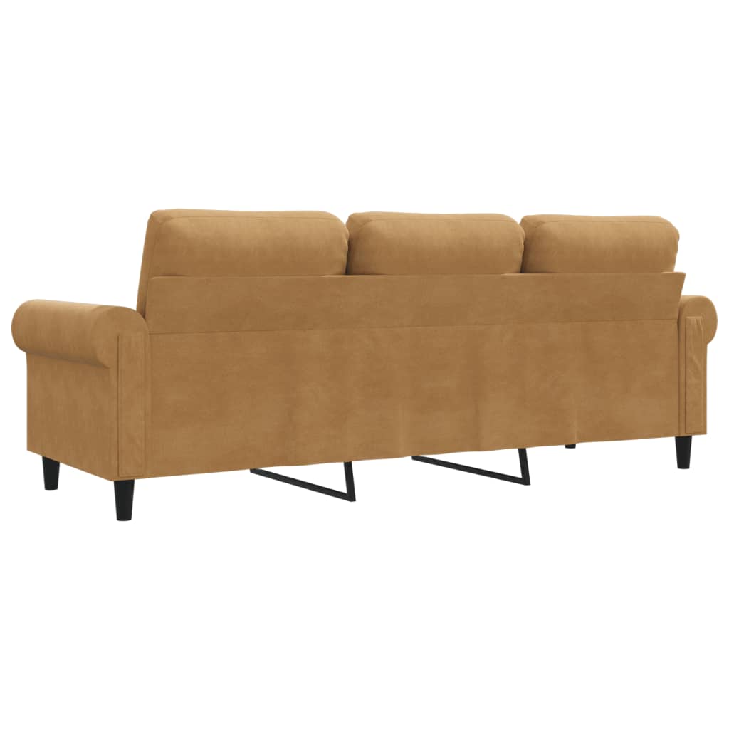 Canapé 3 places marron 180 cm velours