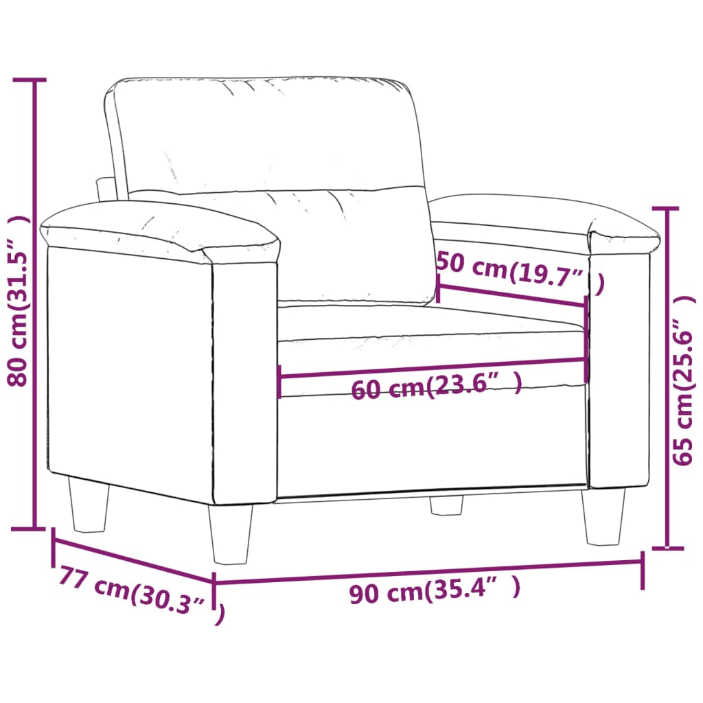 Fauteuil Taupe 60 cm tissu microfibre