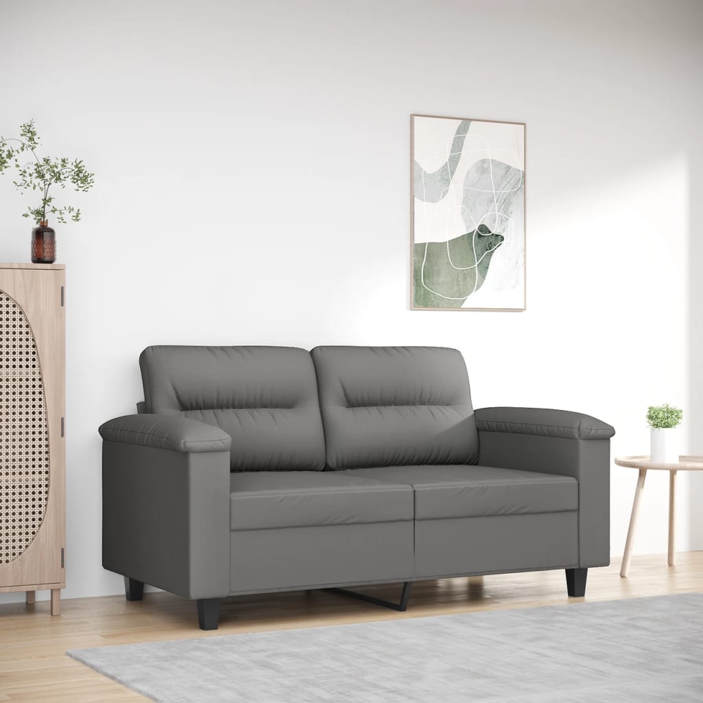Canapé 2 places gris foncé 120 cm tissu microfibre