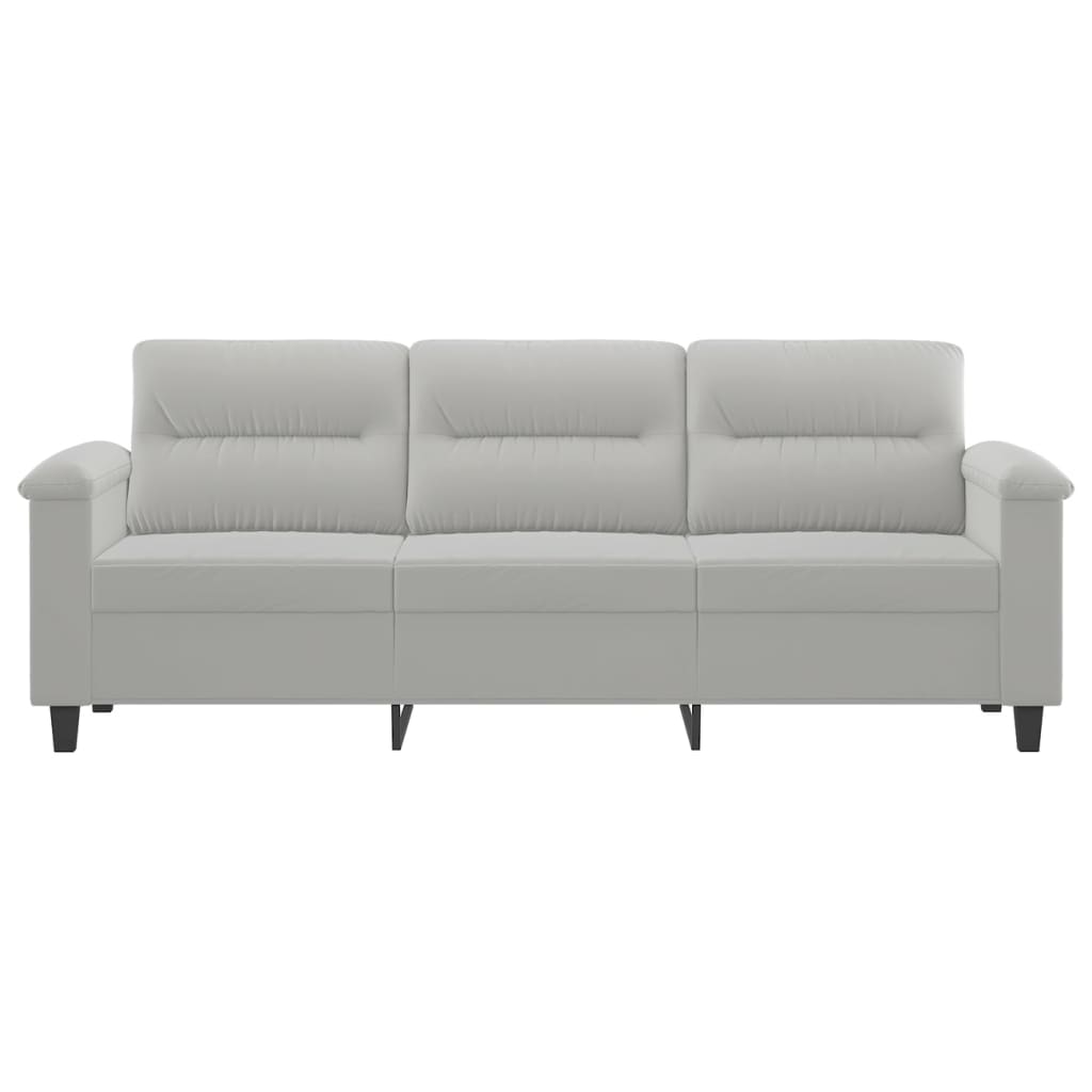 Canapé 3 places gris clair 180 cm tissu microfibre