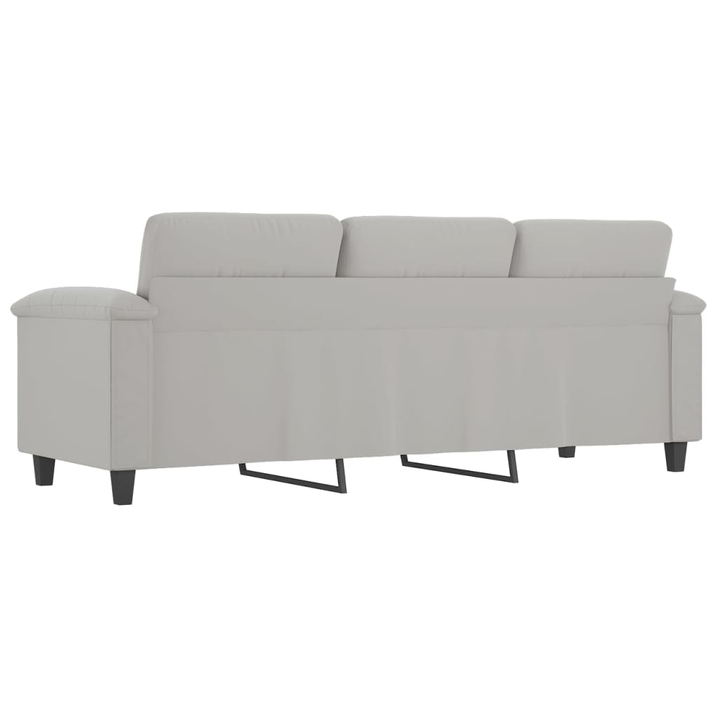 Canapé 3 places gris clair 180 cm tissu microfibre