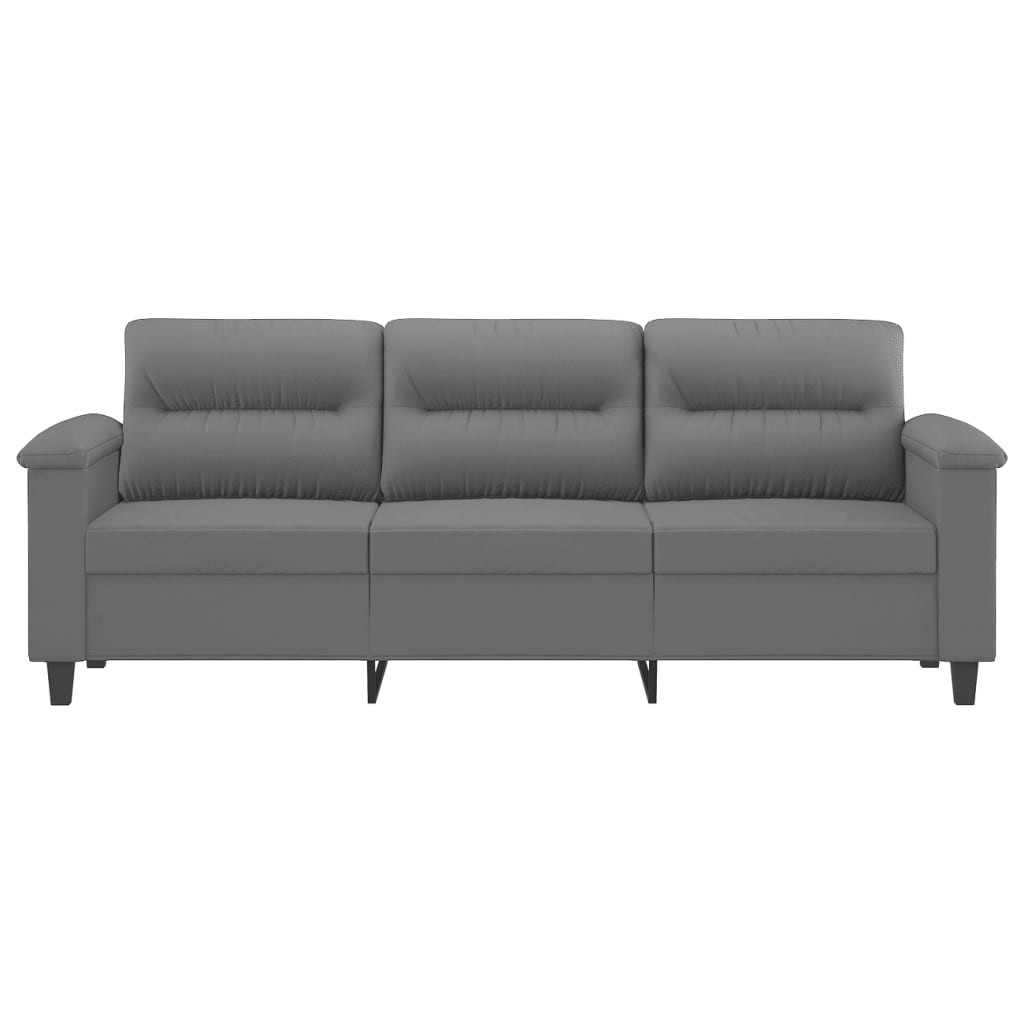 Canapé 3 places gris foncé 180 cm tissu microfibre