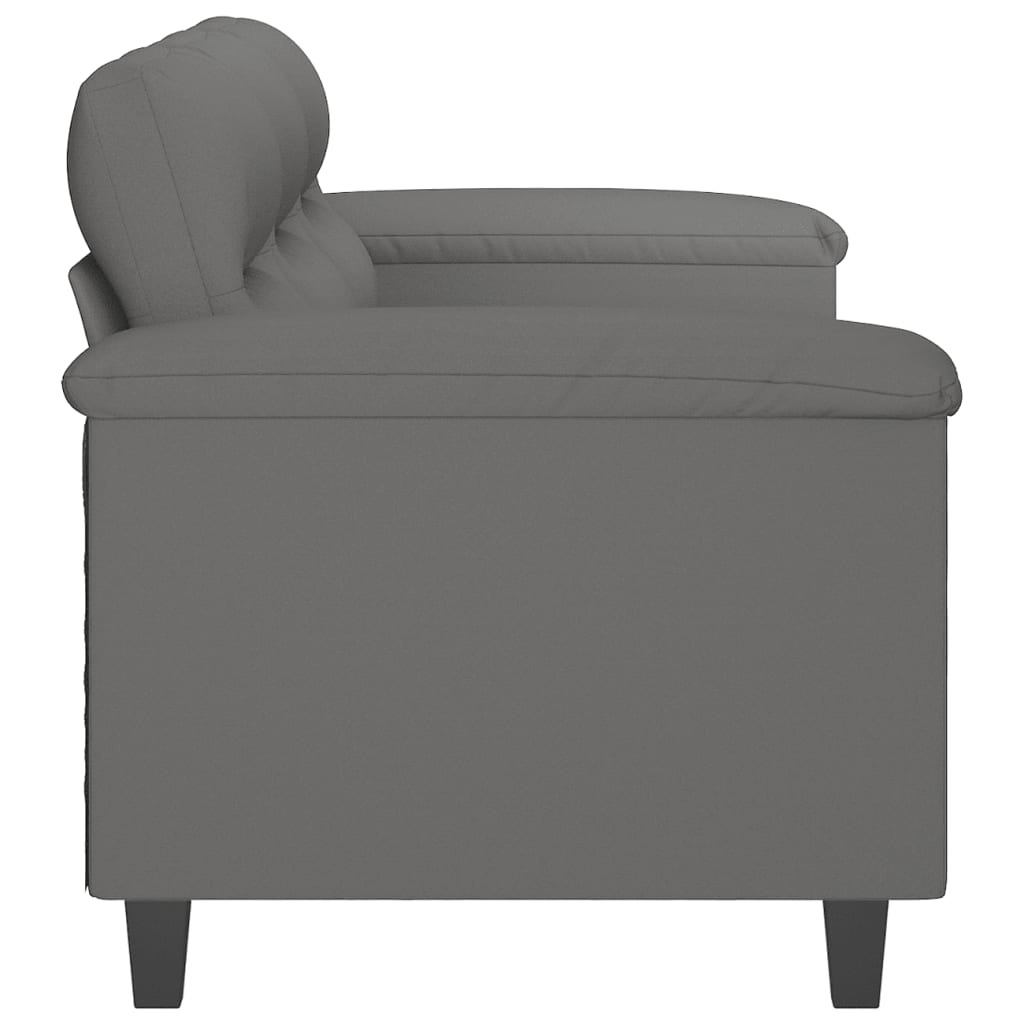 Canapé 3 places gris foncé 180 cm tissu microfibre
