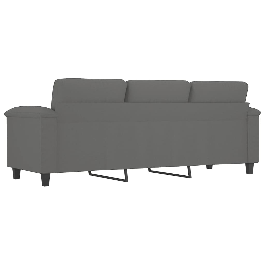 Canapé 3 places gris foncé 180 cm tissu microfibre