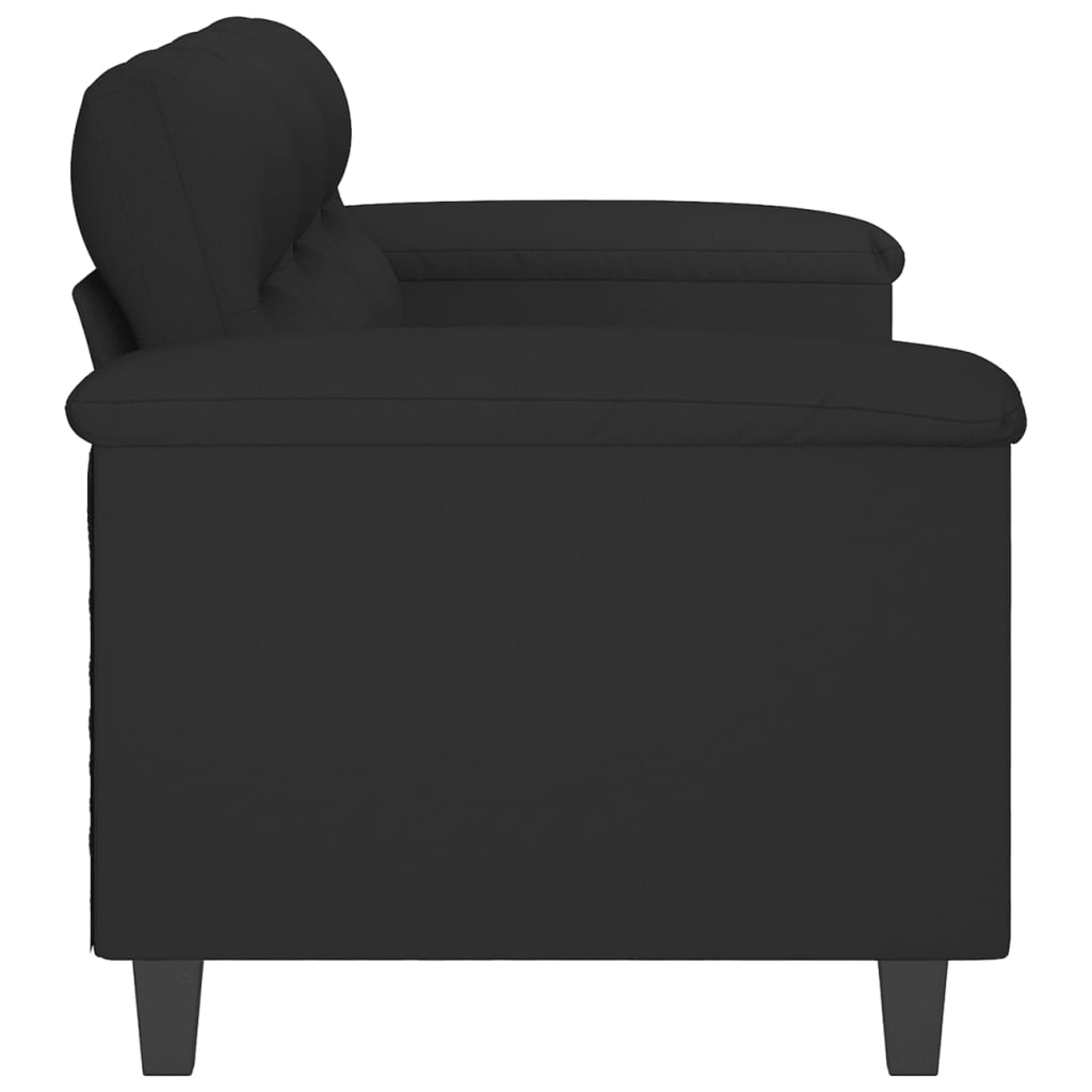 Canapé 3 places noir 180 cm tissu microfibre