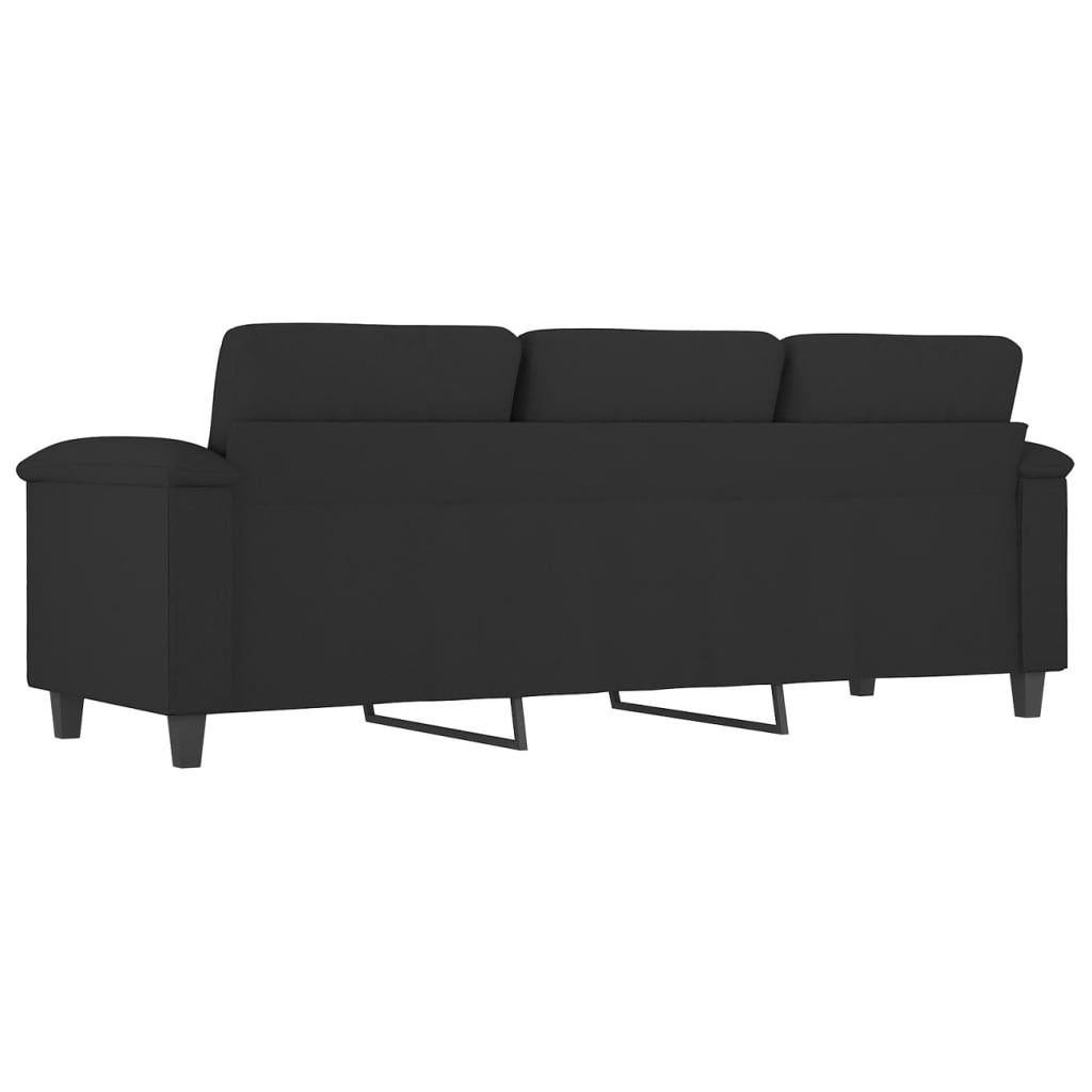 Canapé 3 places noir 180 cm tissu microfibre