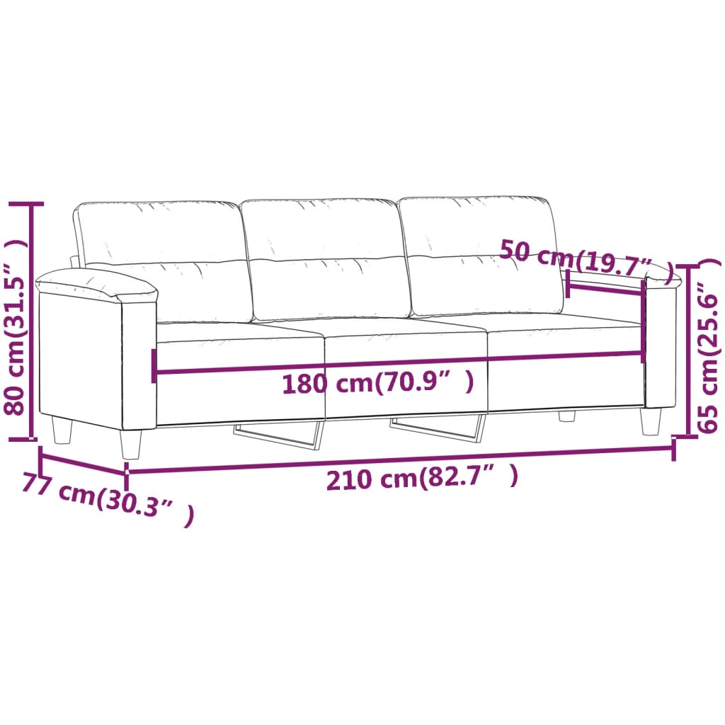 3-Sitzer-Sofa Beige 180 cm Mikrofasergewebe